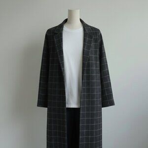 Like New Dynamite Charcoal Check Duster Coat